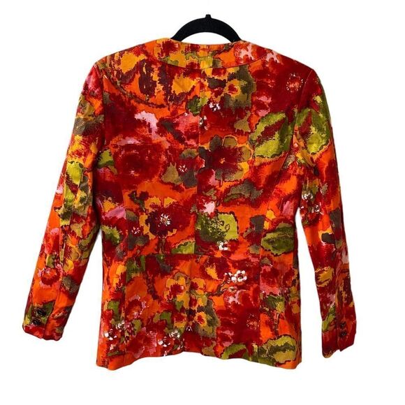 Chico’s Floral Print Button Down Blazer Jacket Sz 0 - Picture 7 of 11